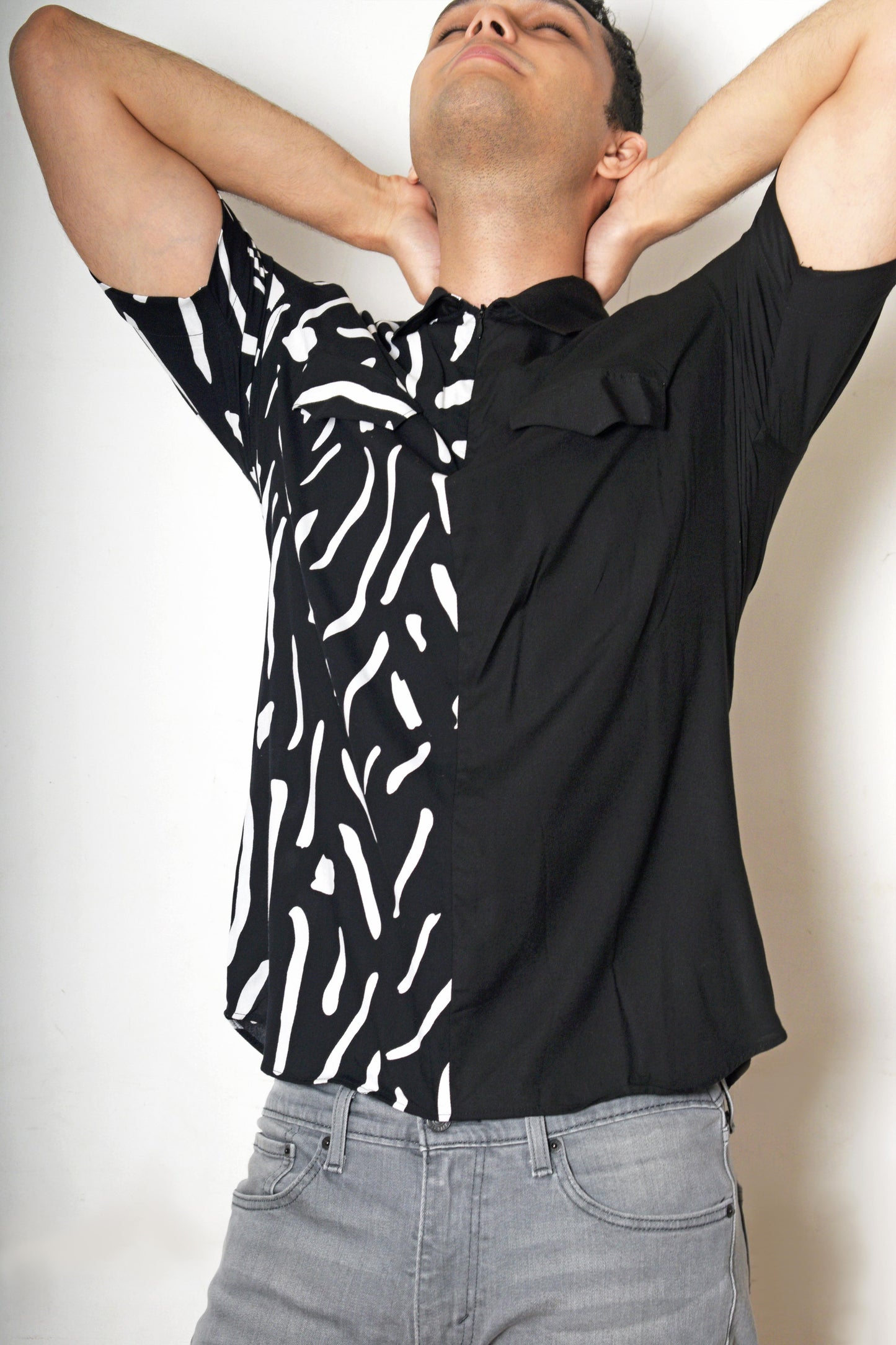 ADONIS ~ Collared shirt with invisible zipper details