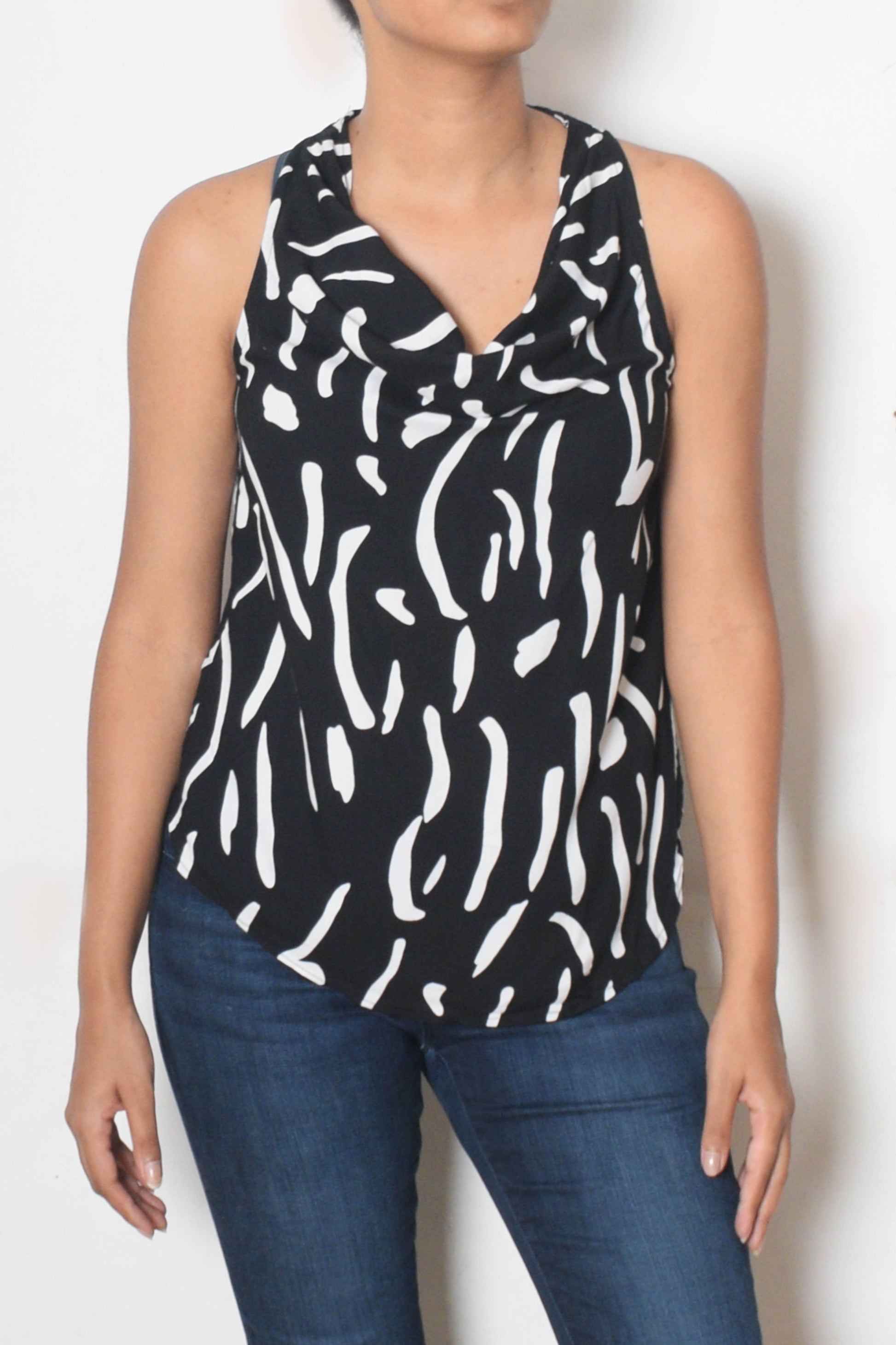 Ellie ~ Cowl Top ~ Black and White